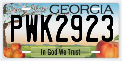 GA license plate PWK2923
