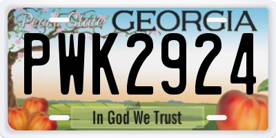 GA license plate PWK2924