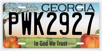 GA license plate PWK2927