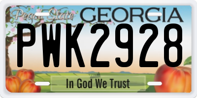 GA license plate PWK2928