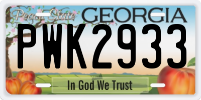 GA license plate PWK2933