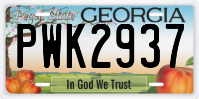 GA license plate PWK2937