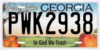 GA license plate PWK2938