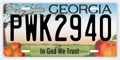 GA license plate PWK2940