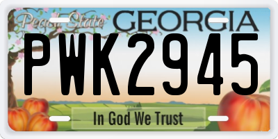 GA license plate PWK2945