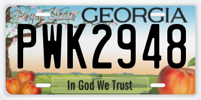 GA license plate PWK2948