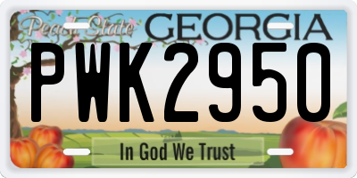 GA license plate PWK2950