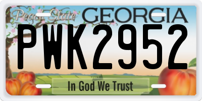 GA license plate PWK2952