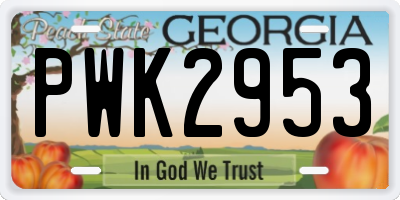 GA license plate PWK2953