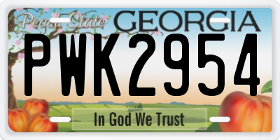 GA license plate PWK2954