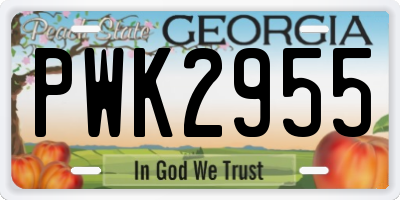 GA license plate PWK2955