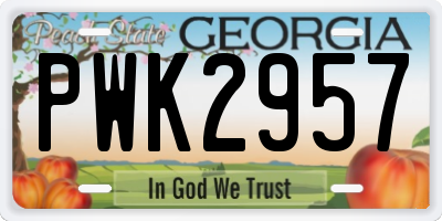GA license plate PWK2957