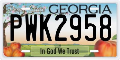 GA license plate PWK2958