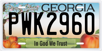 GA license plate PWK2960