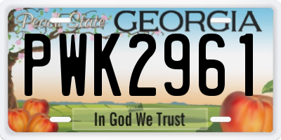 GA license plate PWK2961