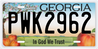 GA license plate PWK2962
