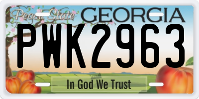 GA license plate PWK2963