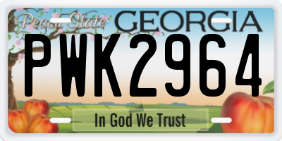 GA license plate PWK2964