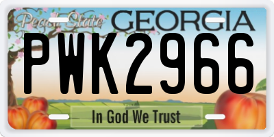 GA license plate PWK2966