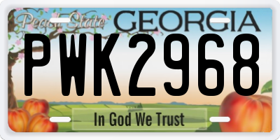 GA license plate PWK2968