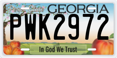 GA license plate PWK2972