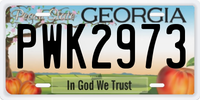 GA license plate PWK2973