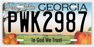 GA license plate PWK2987