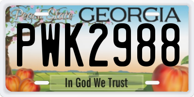 GA license plate PWK2988
