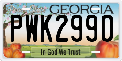 GA license plate PWK2990