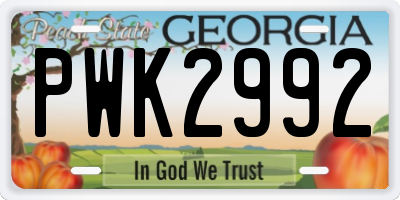 GA license plate PWK2992