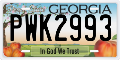GA license plate PWK2993
