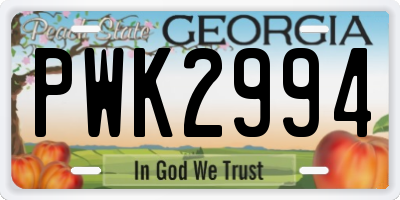 GA license plate PWK2994