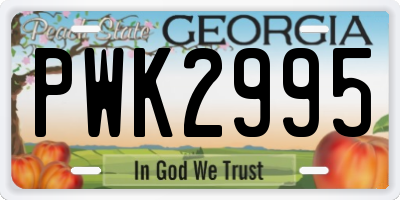 GA license plate PWK2995