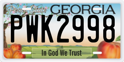 GA license plate PWK2998