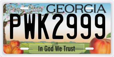 GA license plate PWK2999
