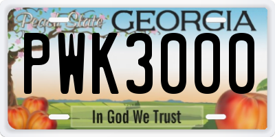 GA license plate PWK3000
