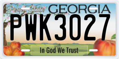 GA license plate PWK3027