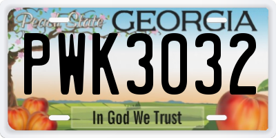 GA license plate PWK3032
