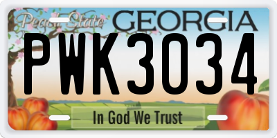 GA license plate PWK3034