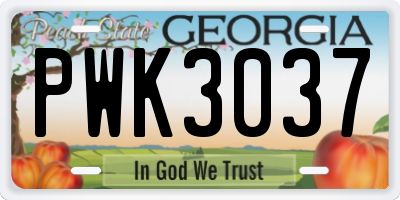 GA license plate PWK3037