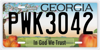 GA license plate PWK3042