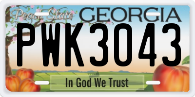 GA license plate PWK3043