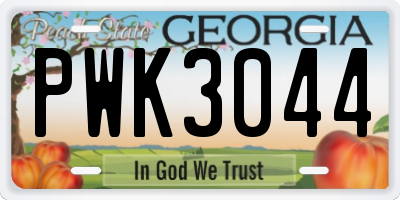 GA license plate PWK3044