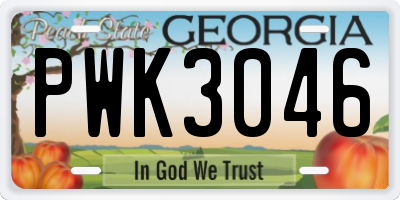 GA license plate PWK3046