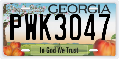 GA license plate PWK3047