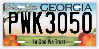 GA license plate PWK3050