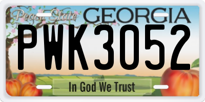 GA license plate PWK3052