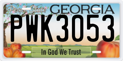 GA license plate PWK3053