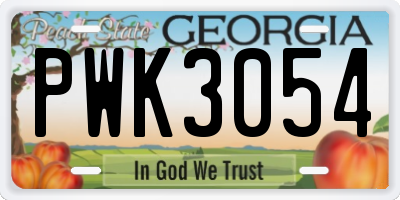 GA license plate PWK3054
