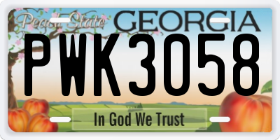 GA license plate PWK3058